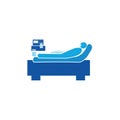 Patient icon treated in hospital, color illustration. vector design