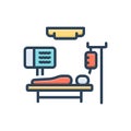 Color illustration icon for Patient, treatment and bed