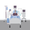 Patient in intensive care with a ventilator