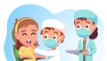 Patient kid visiting dentist. Dental checkup Royalty Free Stock Photo