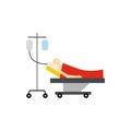 Patient in l stretcher bed on a drip icon