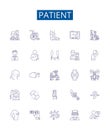 Patient line icons signs set. Design collection of Patient, Caregiver, Hypochondriac, Chronically ill, Bedridden