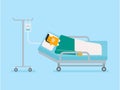 Patient lying in hospital bed with oxygen mask. Royalty Free Stock Photo