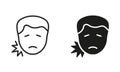 Patient Male with Dental Pain Symbol. Human Oral Disease, Dentist's Treatment Pictogram Collection. Man with