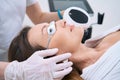 Patient in a medical center undergoes a photorejuvenation procedure