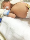 Patient new born baby in incubator. Royalty Free Stock Photo