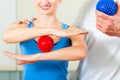 Patient at the physiotherapy doing physical therapy Royalty Free Stock Photo