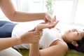 Patient receiving hand massage. Royalty Free Stock Photo