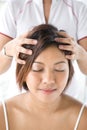 Patient receiving head massage