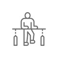 Patient recovery, physiotherapy, rehabilitation treatment line icon.