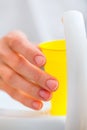 Patient rinse mouth with a cup of water