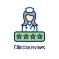 Patient Satisfaction Icon with patient experience imagery - and rating idea