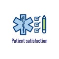 Patient Satisfaction Icon with patient experience imagery - and rating idea