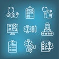 Patient Satisfaction Icon Set with patient experiene, rating, & stars