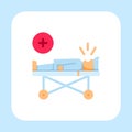 Patient in sick bed icon vector with flat color style