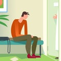 Patient waiting room doctor office. Young man at consultation Royalty Free Stock Photo