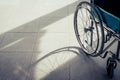 Patient wheelchairs parked in front of the hospital