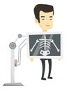 Patient during x ray procedure vector illustration Royalty Free Stock Photo