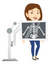 Patient during x ray procedure vector illustration Royalty Free Stock Photo