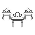 Patients on couches is lying hospital pandemic concept clinic epidemic contour outline line icon black color vector illustration