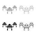 Patients on couches is lying hospital pandemic concept clinic epidemic set icon grey black color vector illustration image solid