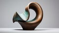Turquoise Brown Curvilinear Sculpture Inspired By Henry Moore And Karl Blossfeldt