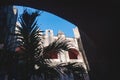 Patio with arches in the former monestary Convent de San Bernardino de Siena in Valladolid, Yucatan, Mexico Royalty Free Stock Photo