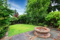 Patio area with brick brick fire pit