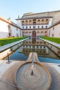 Patio of Arrayanes in Nasrid Palaces, Alhambra, Granada Royalty Free Stock Photo