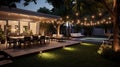 patio backyard with lights Royalty Free Stock Photo