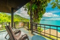 Patio or Balcony with chair around sea and ocean view Royalty Free Stock Photo