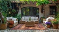 Patio With Couch, Chairs, and Rug Royalty Free Stock Photo