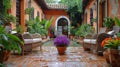 Patio With Couch, Chairs, and Rug Royalty Free Stock Photo