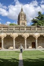 Patio de Escuelas of university and tower od the cathedral of Salamanca in the historic center of the city Royalty Free Stock Photo