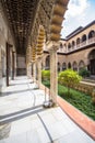 Patio de las Doncellas in Royal palace of Seville, Spain Royalty Free Stock Photo