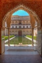 Patio de los Arrayanes inside of Nasrid Palace at Alhambra, Granada, Spain