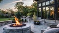Patio With Fire Pit and Chairs Royalty Free Stock Photo