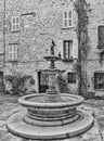 Patio with fountain in the old village Tourrettes-sur-Loup Royalty Free Stock Photo