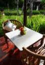 Patio furniture of a balinese garden Royalty Free Stock Photo