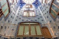 Patio of lights Casa of Batllo in Barcelona, the building, Antoni gaudÃÂ­. The facade is decorated with ceramic mosaics