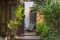 Patio next to the house in tropical garden, Thailand