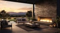 patio outdoor gas fireplace Royalty Free Stock Photo