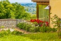 Patio overlooking countryside in Italy