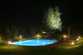 Patio and Pool by Night-3 Royalty Free Stock Photo