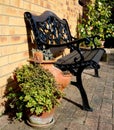 Patio seating area of an English Country garden Royalty Free Stock Photo