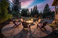 patio with sitting area and fire pit for cozy evenings