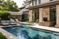 Patio with swim pool. Generate Ai Royalty Free Stock Photo