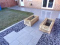 Patio vitrified paving back garden Royalty Free Stock Photo