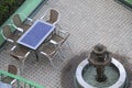 Patio and water fountain