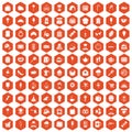 100 patisserie icons hexagon orange